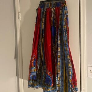 Touch me African style skirt with connected sash , size small, runs large